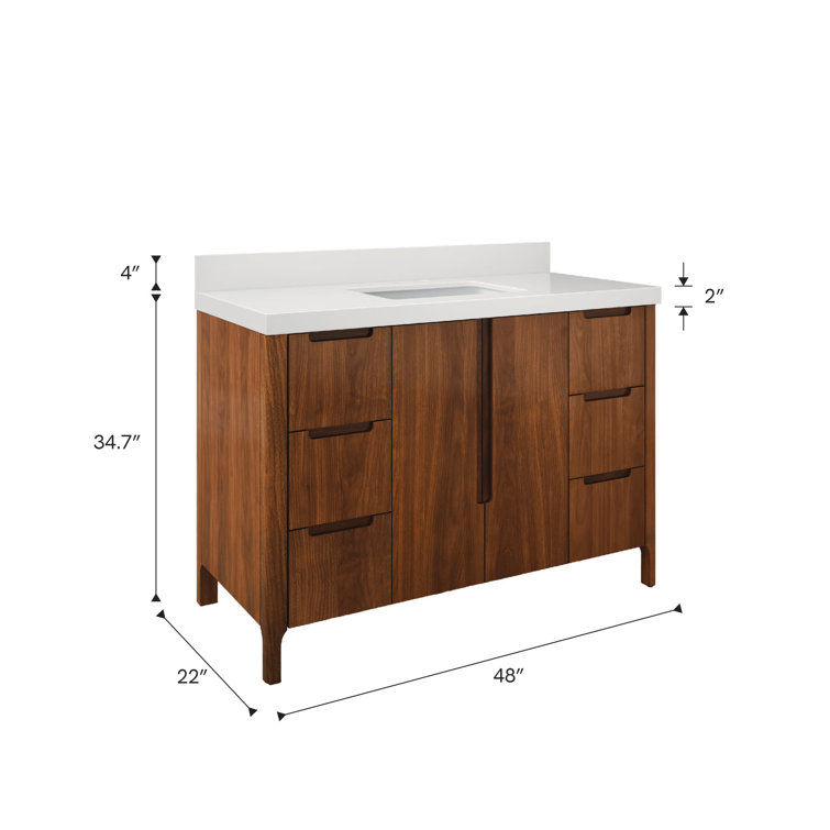 Sequoia 48" Noir Juglans Single Sink Vanity with Quartz Top