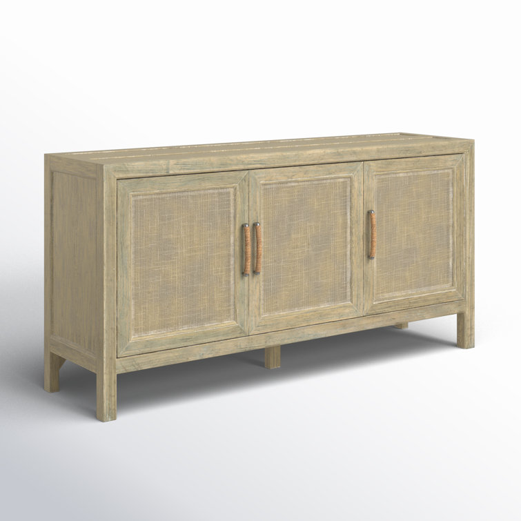 Anders Coastal Rattan Media Console with Rope Pulls