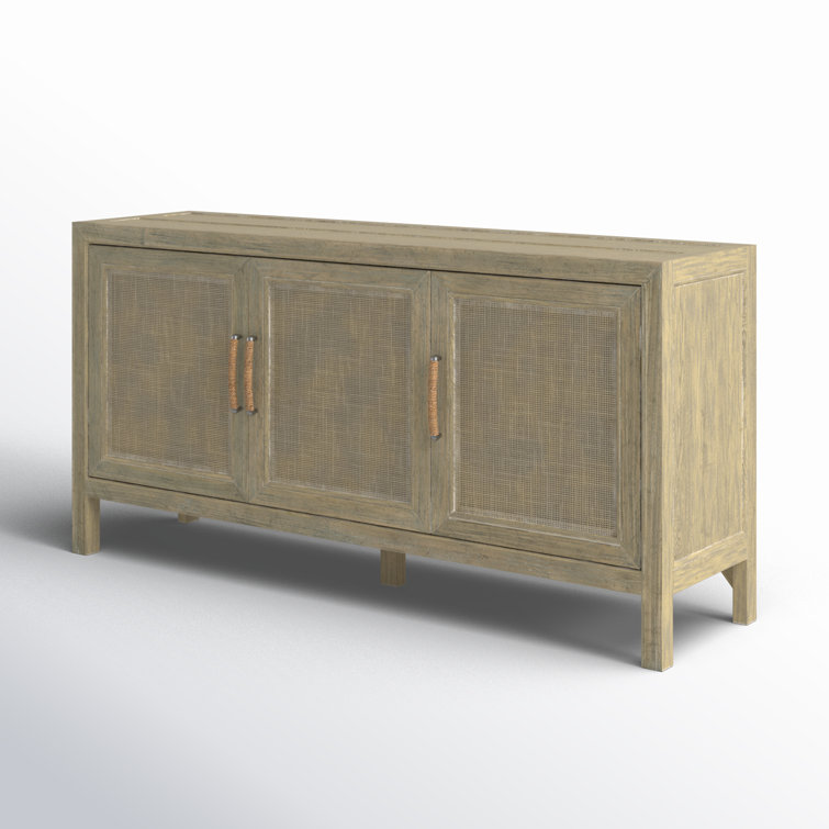 Anders Coastal Rattan Media Console with Rope Pulls