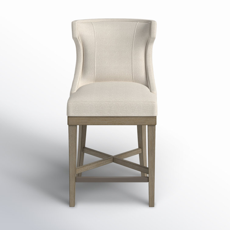 Trentin Cream Wood Swivel Wingback Counter Stool