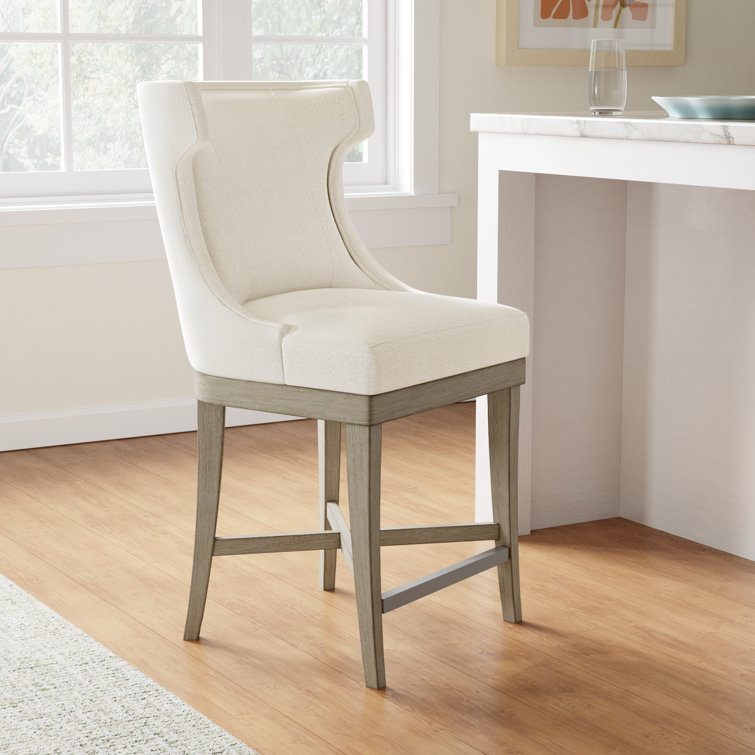 Trentin Cream Wood Swivel Wingback Counter Stool