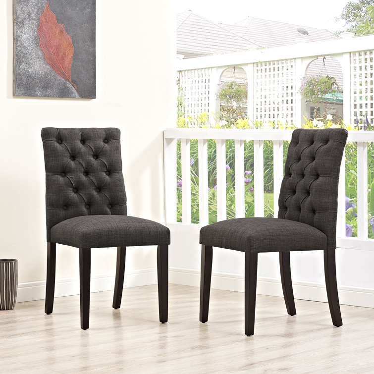 Brown Upholstered High Back Parsons Side Chair