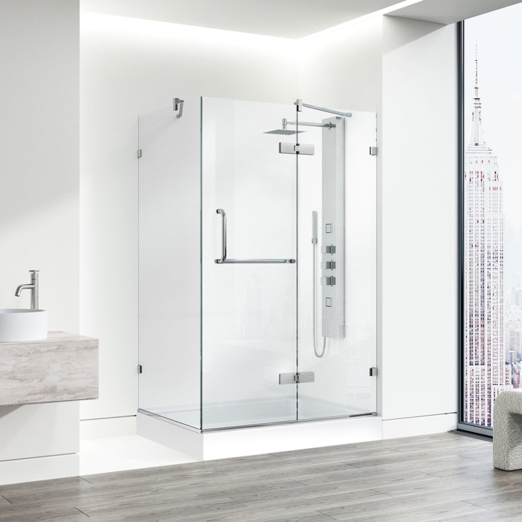 Monteray Frameless Chrome Shower Enclosure with Clear Glass and Base