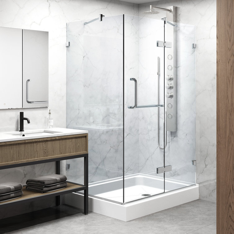 Monteray Frameless Chrome Shower Enclosure with Clear Glass and Base