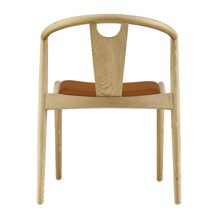 Ambra Tan Faux Leather Swivel Side Chair with Natural Wood Frame