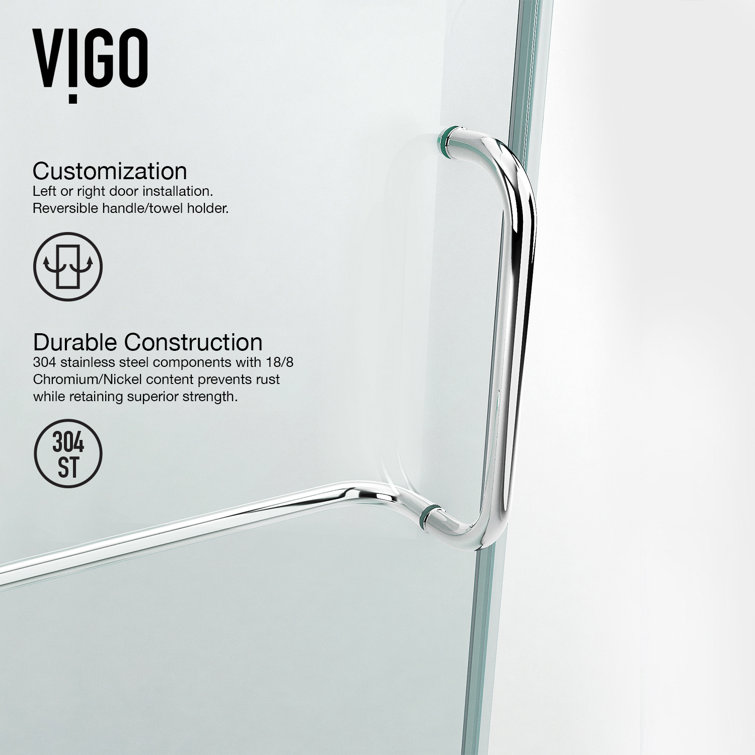 Monteray Frameless Clear Glass Shower Enclosure with Brushed Nickel Hardware