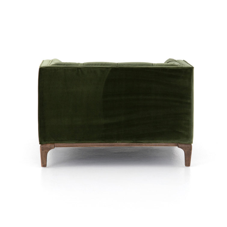 Sapphire Olive Velvet Handcrafted Contemporary Sofa Chaise