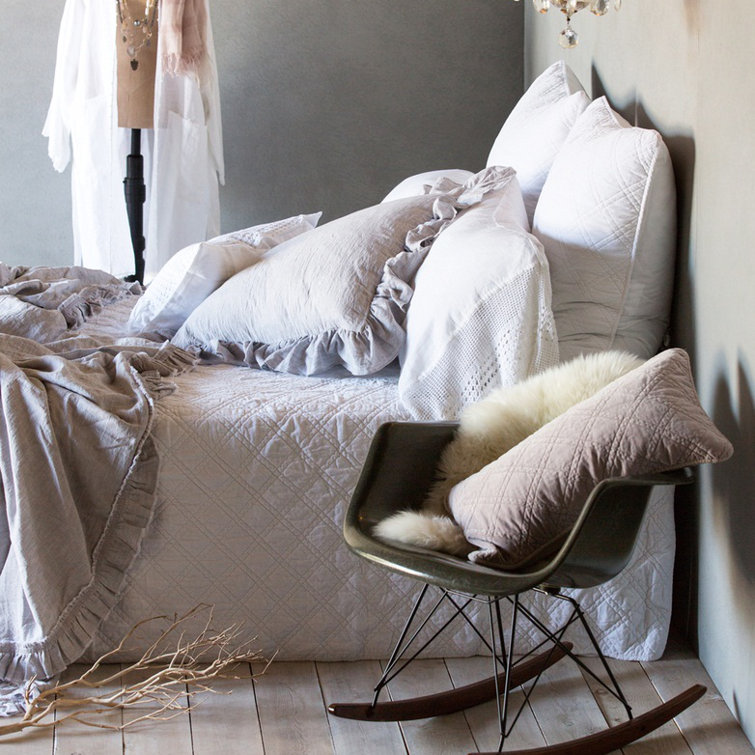 Hampton White Cotton Euro Sham with Diamond Quilt Pattern