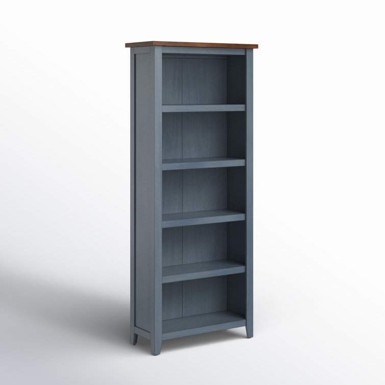 Transitional Blue/Brown Adjustable Wood Bookcase 30"W x 72"H