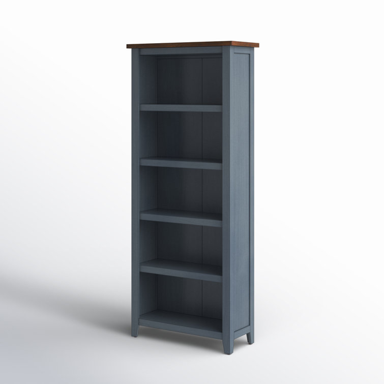 Transitional Blue/Brown Adjustable Wood Bookcase 30"W x 72"H