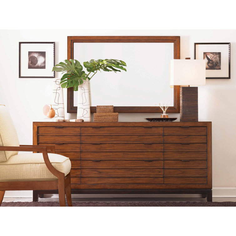 Transitional Brown Wood Rectangular Mirror 30" x 46"
