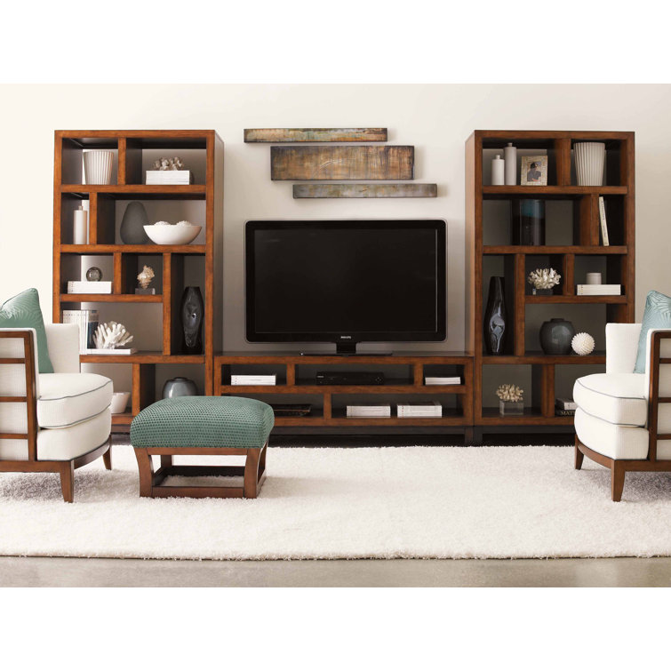 Transitional Sienna Bali Brown Media Console with Cabinet