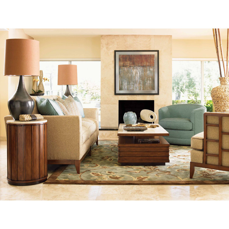 Transitional Brown Wood Cocktail Table with Storage