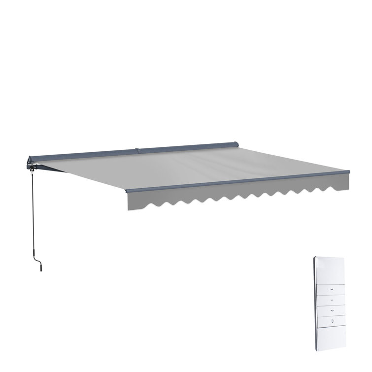Silver Gray Motorized Patio Awning with LED Lights, 13 x 10 ft