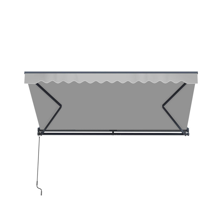 Silver Gray Motorized Patio Awning with LED Lights, 13 x 10 ft