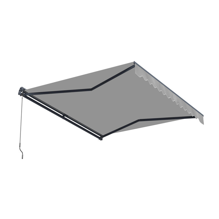 Silver Gray Motorized Patio Awning with LED Lights, 13 x 10 ft
