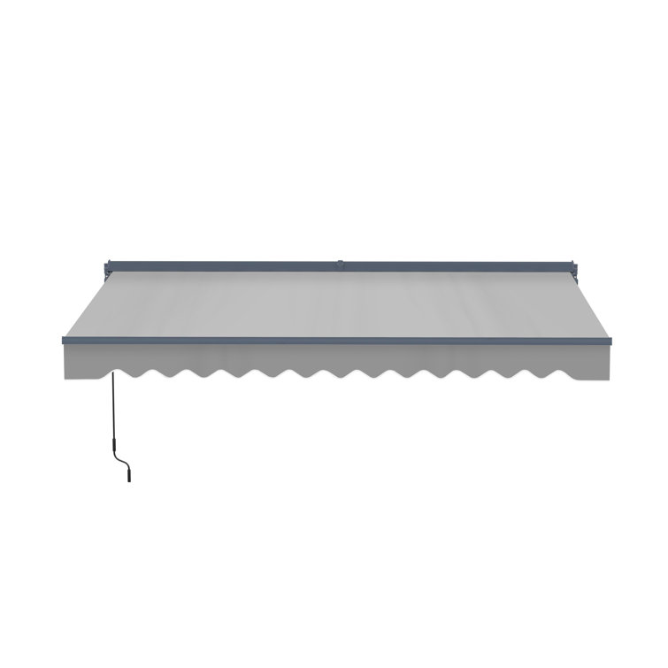 Silver Gray Motorized Patio Awning with LED Lights, 13 x 10 ft