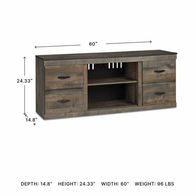 Rustic Reclaimed Barn Wood 60" TV Stand with Fireplace Cabinet in Brown