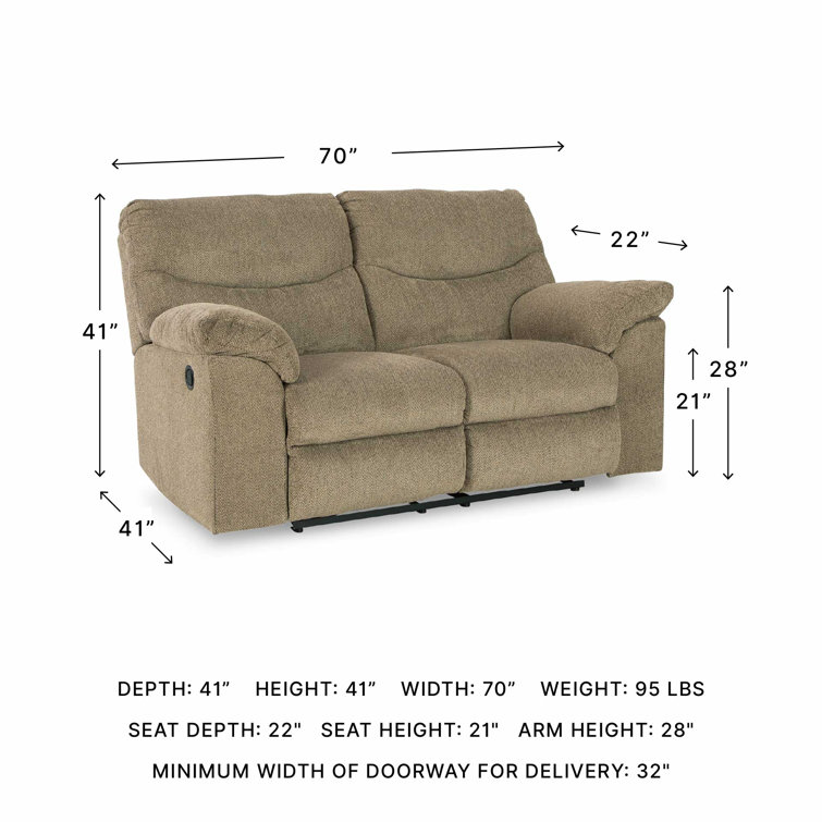 Briar Brown Fabric 70" Tufted Pillow-Top Arm Reclining Loveseat
