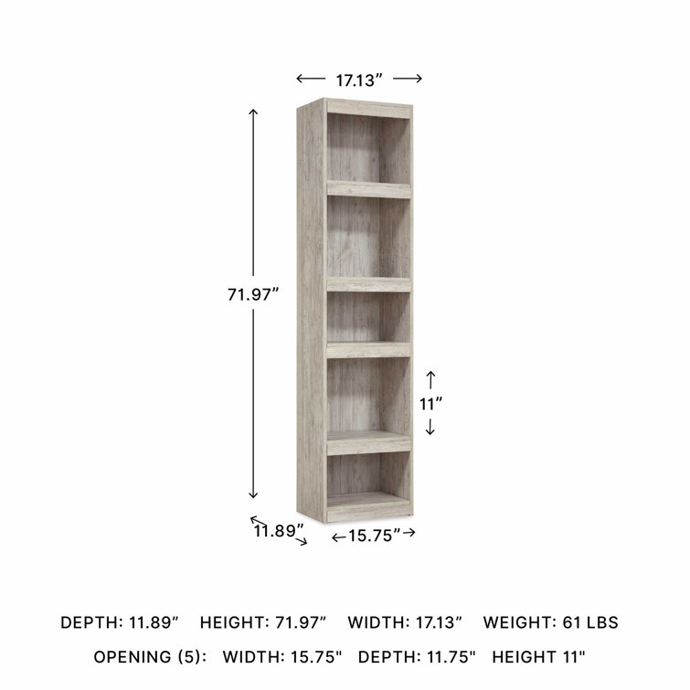 Adjustable White Wood Transitional Bookcase with Cubes