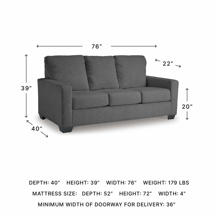Pewter Full Memory Foam Sleeper Sofa with Removable Cushions