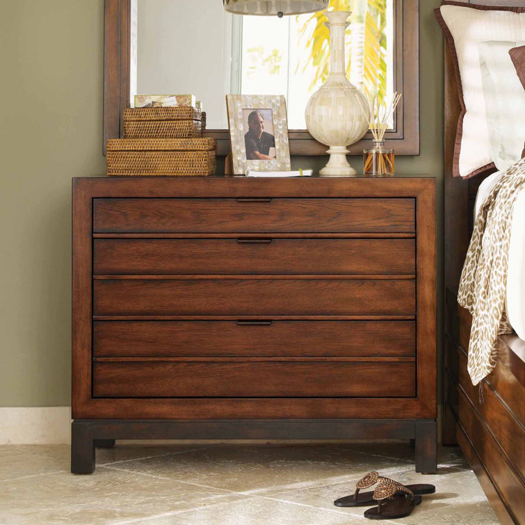 Brown Transitional 3-Drawer Wooden Nightstand