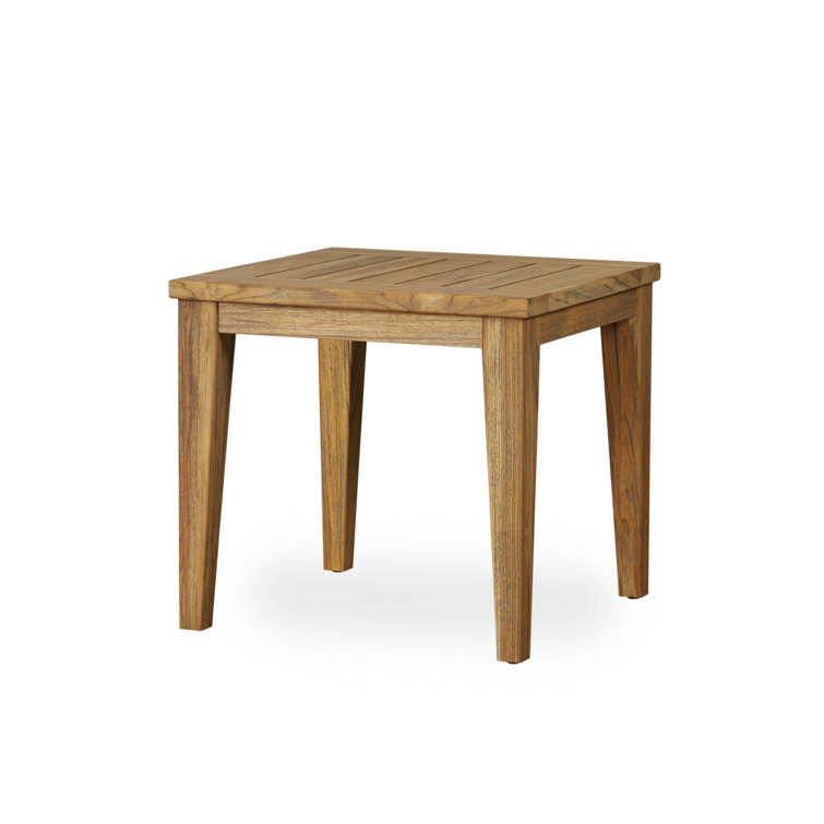 Teak Outdoor Square Side Table with Tapered Legs