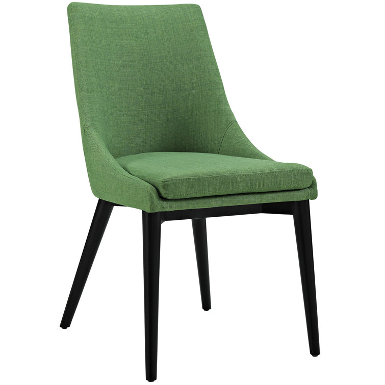 Kelly Green Viscount Upholstered Side Chair with Tapered Wood Legs