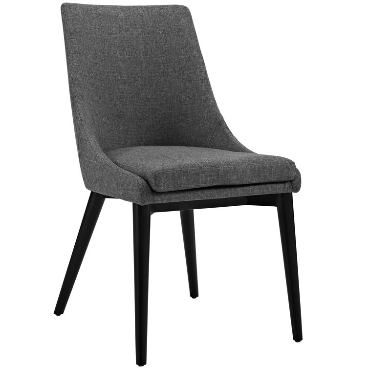 Sleek Gray Upholstered Dining Chair with Tapered Wood Legs