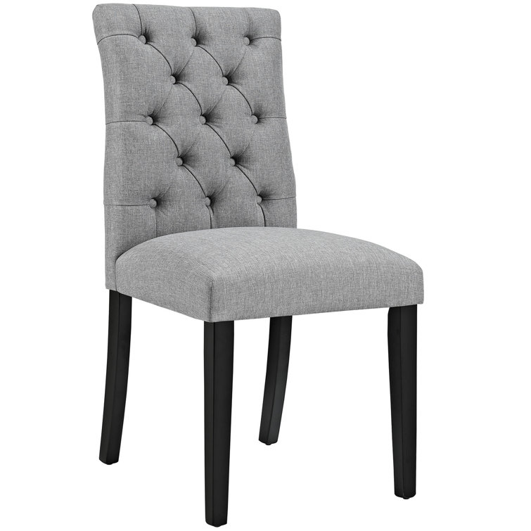 Elegant Light Gray Upholstered Parsons Side Chair with Wood Legs