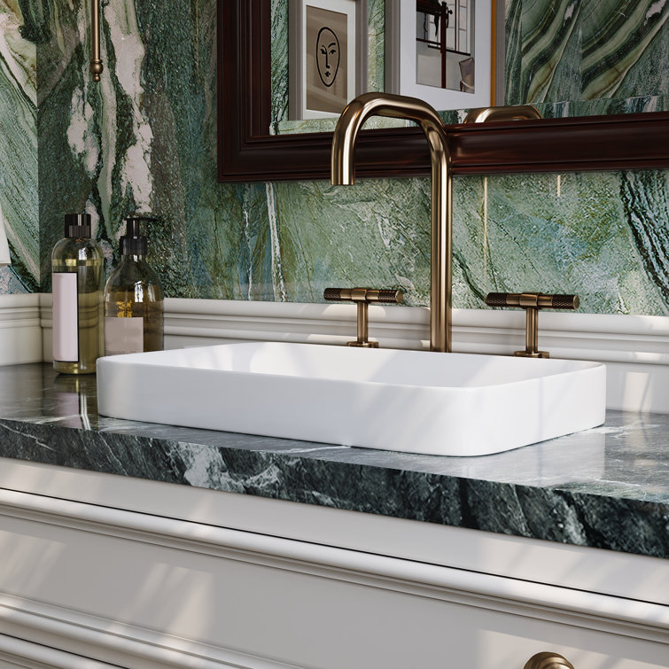 DeerValley 19'' White Ceramic Rectangular Above-Counter Vessel Sink