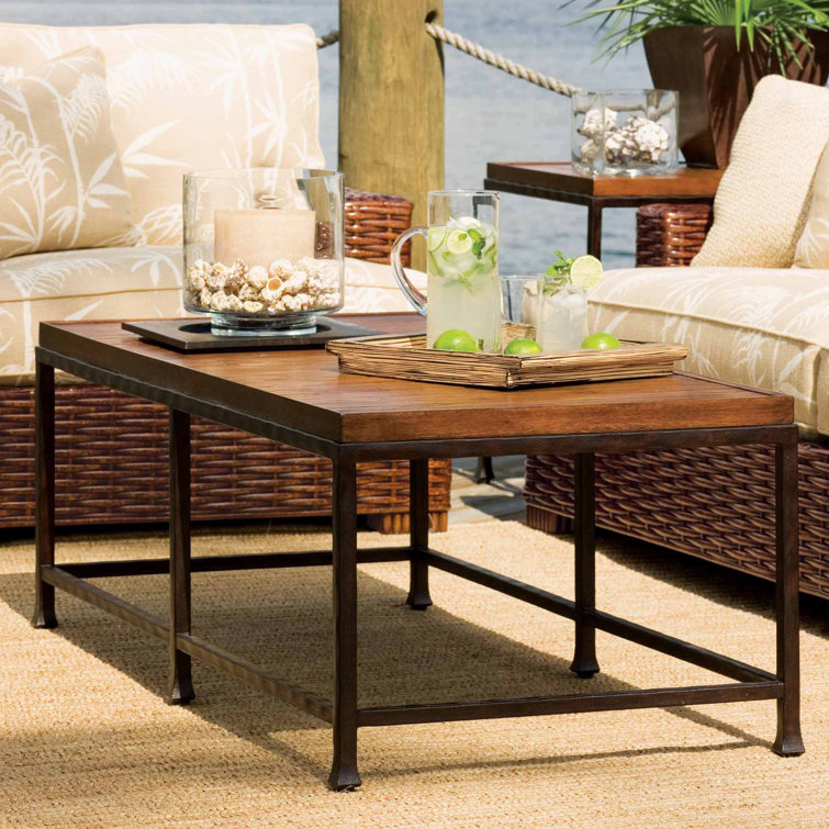 Transitional Reef 56'' Rectangular Cocktail Table with Crushed Bamboo Top