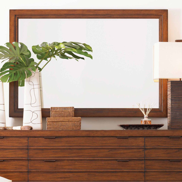 Transitional Brown Wood Rectangular Mirror 30" x 46"