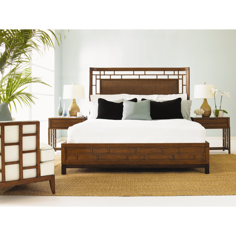 Transitional King-Sized Upholstered Wood Frame Bed in Brown
