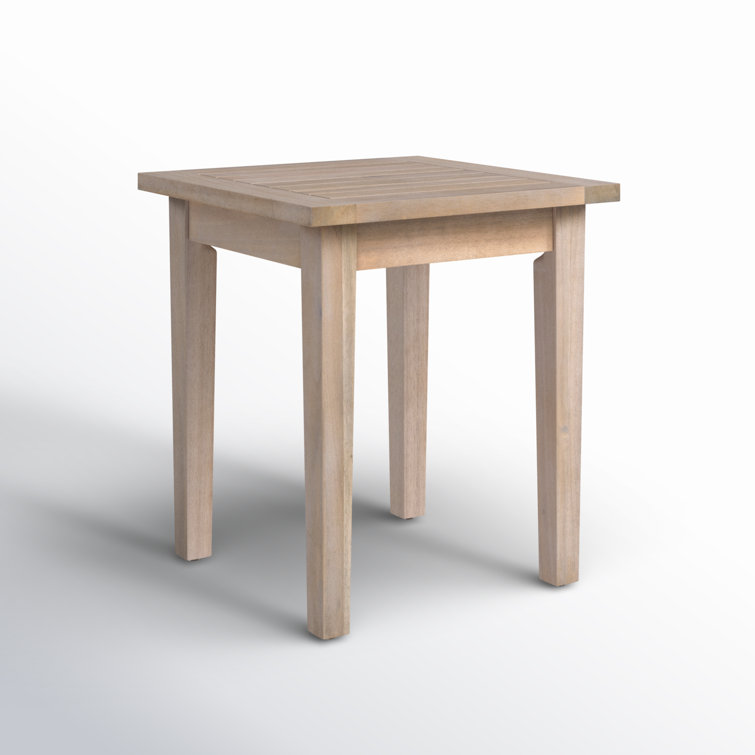 Natural Acacia Wood Outdoor Side Table with Slatted Top