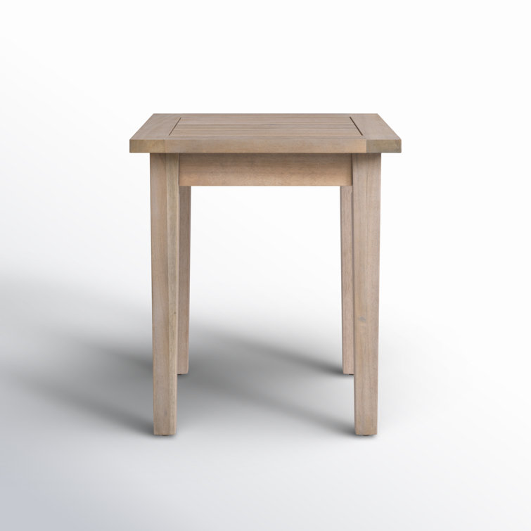 Natural Acacia Wood Outdoor Side Table with Slatted Top