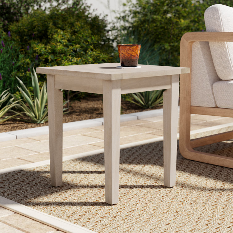 Natural Acacia Wood Outdoor Side Table with Slatted Top