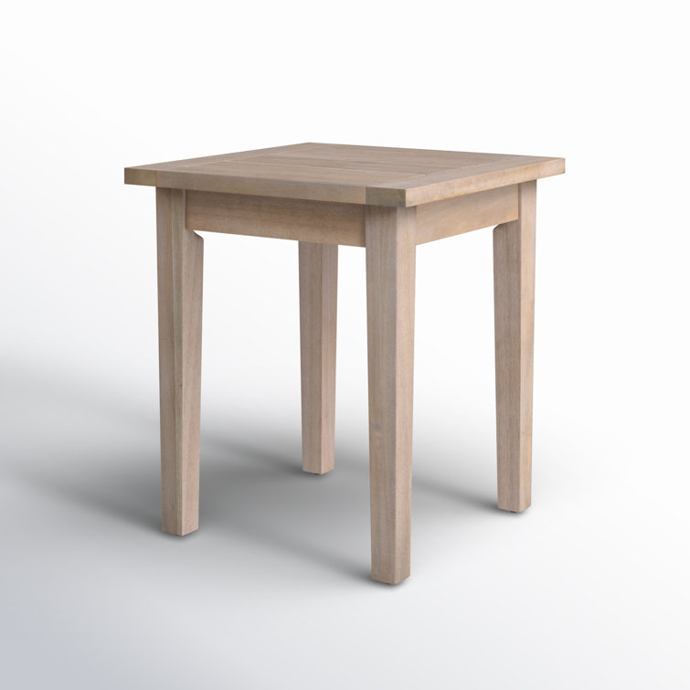 Natural Acacia Wood Outdoor Side Table with Slatted Top