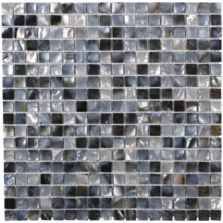 Gray Iridescent Seashell Mosaic Tile 12x12