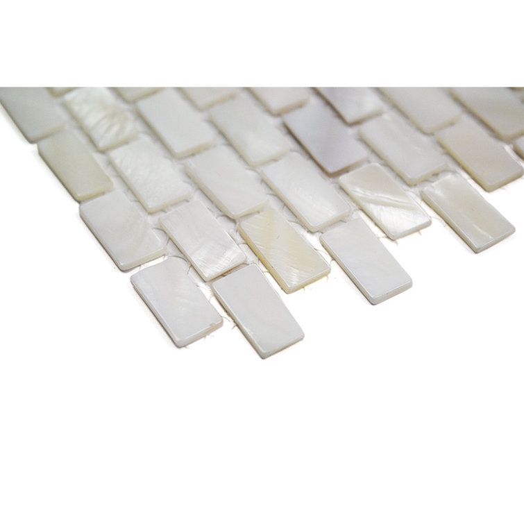 White Mother of Pearl Seashell Brick Mosaic Wall Tile