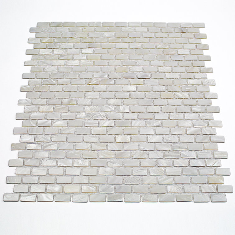 White Mother of Pearl Seashell Brick Mosaic Wall Tile