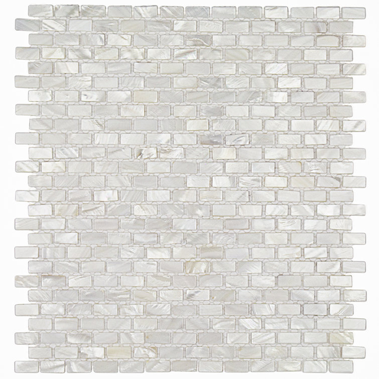 White Mother of Pearl Seashell Brick Mosaic Wall Tile