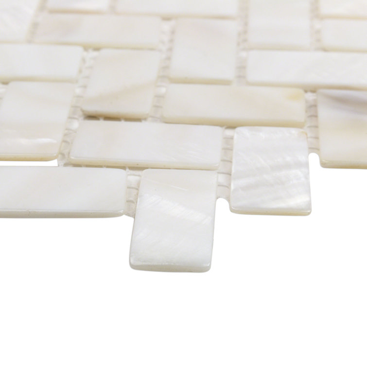 Pacif White Pearl Shell Herringbone Mosaic Tile