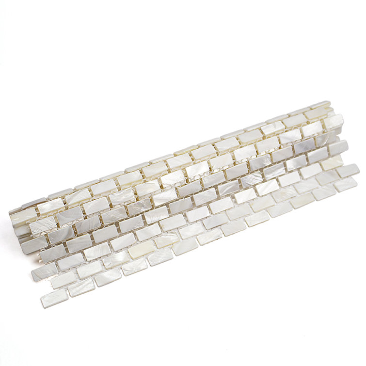 White Mother of Pearl Seashell Brick Mosaic Wall Tile