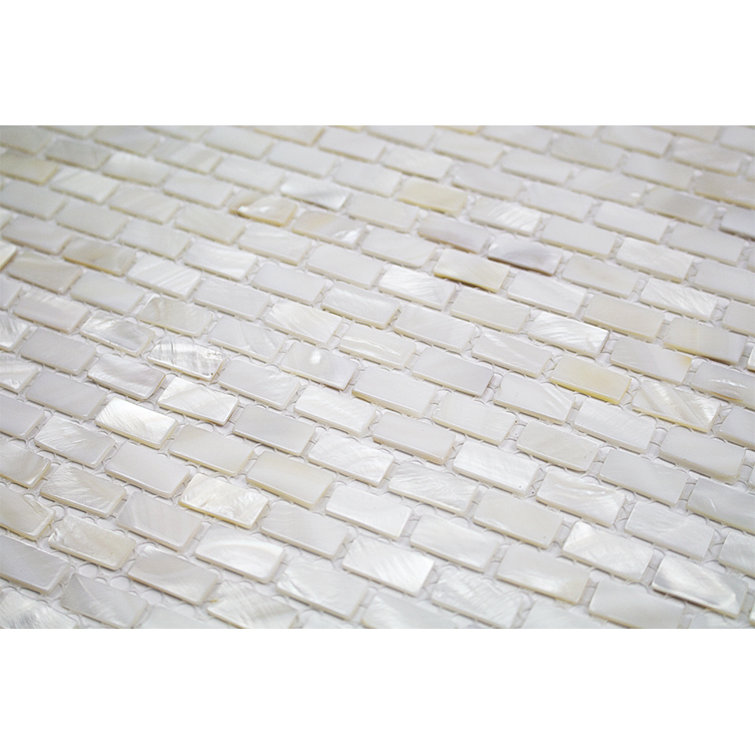 White Mother of Pearl Seashell Brick Mosaic Wall Tile