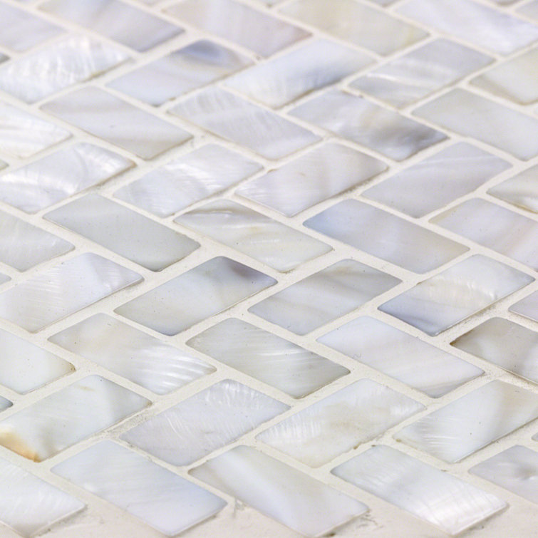 Pacif White Pearl Shell Herringbone Mosaic Tile