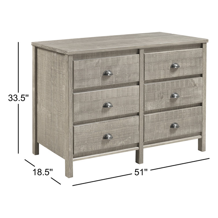 Driftwood Gray Farmhouse Double Dresser with Felt-Lined Drawer
