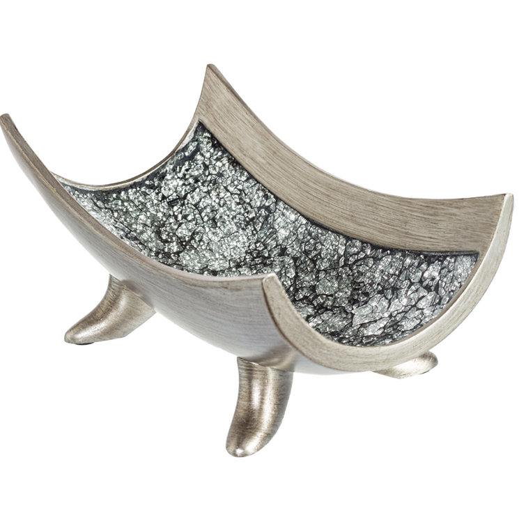 Handcrafted Silver Resin Decorative Bowl with Stand