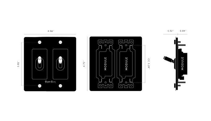 White Double Toggle Switch with Solid Metal Plate