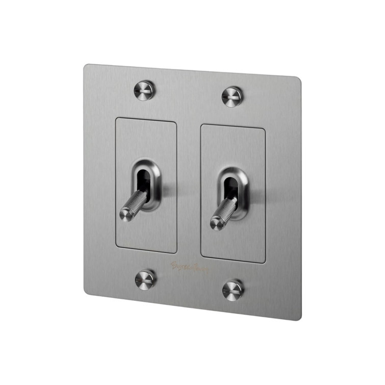 Stainless Steel 2-Gang Toggle Switch with Logo